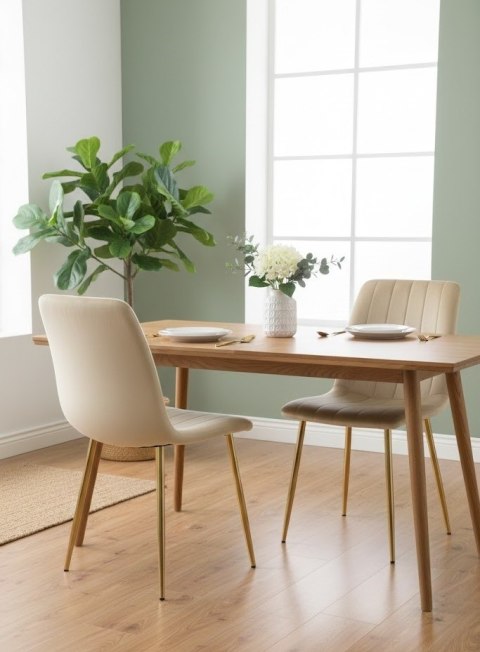 Krzesło tapicerowane AURORA VELVET BEIGE GOLD