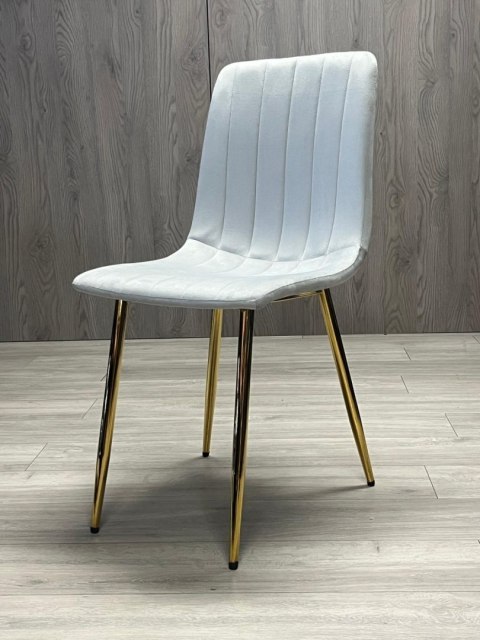 Krzesło tapicerowane AURORA VELVET LIGHT GREY GOLD