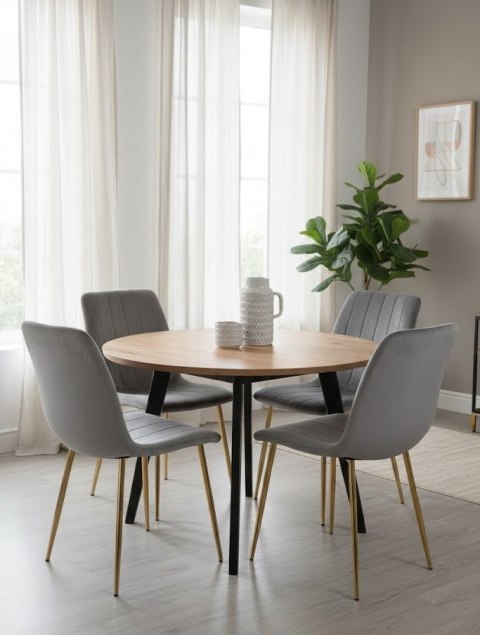 Krzesło tapicerowane AURORA VELVET LIGHT GREY GOLD