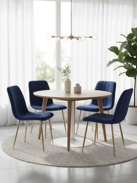 Krzesło tapicerowane AURORA VELVET NAVY BLUE GOLD