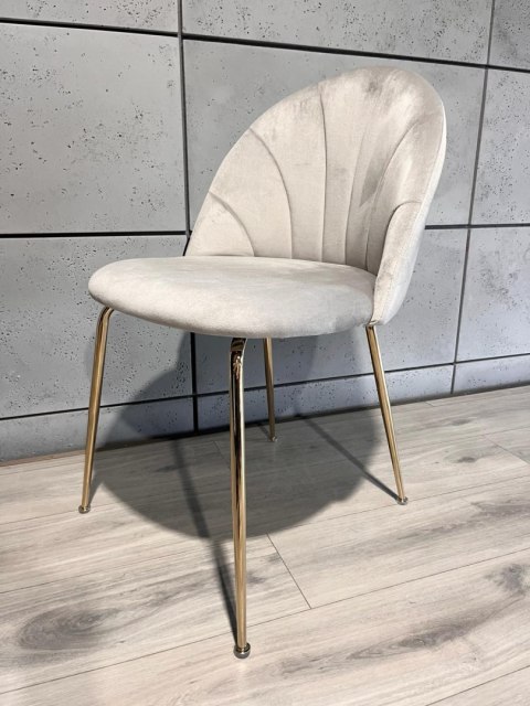 Krzesło tapicerowane CAMILA GREY VELVET GOLD