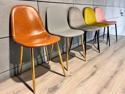 Krzesło tapicerowane GIULIA BROWN PU GOLD II GATUNEK