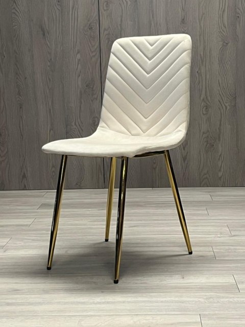 Krzesło tapicerowane TRIO VELVET BEIGE GOLD