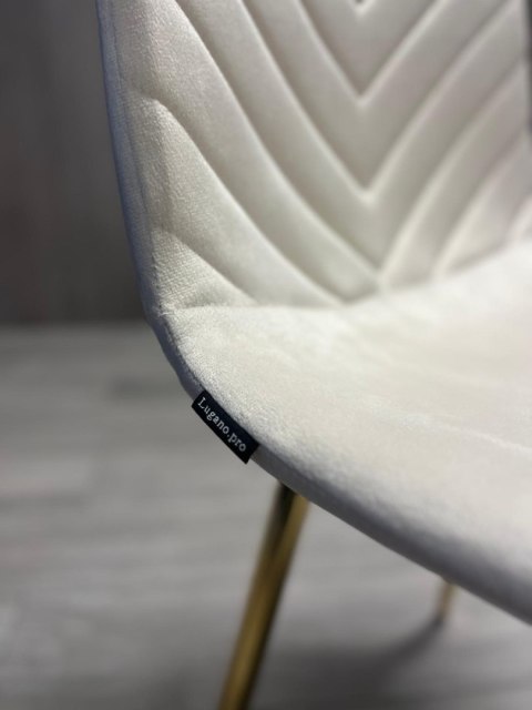 Krzesło tapicerowane TRIO VELVET BEIGE GOLD