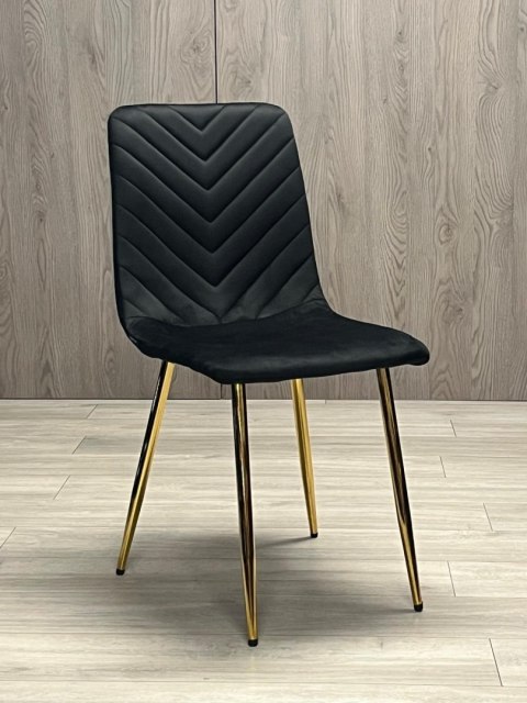 Krzesło tapicerowane TRIO VELVET BLACK GOLD