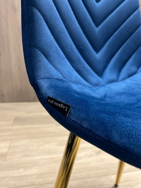 Krzesło tapicerowane TRIO VELVET BLUE GOLD