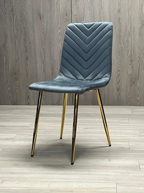 Krzesło tapicerowane TRIO VELVET DARK GREY GOLD