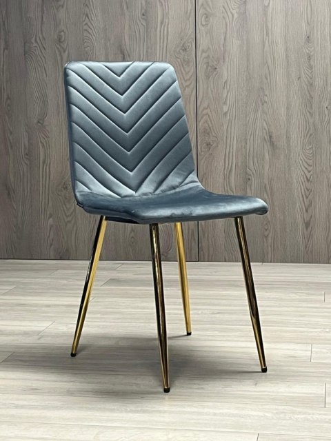 Krzesło tapicerowane TRIO VELVET DARK GREY GOLD