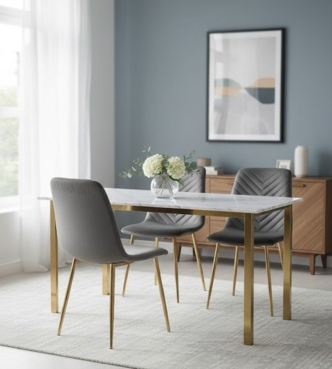 Krzesło tapicerowane TRIO VELVET DARK GREY GOLD