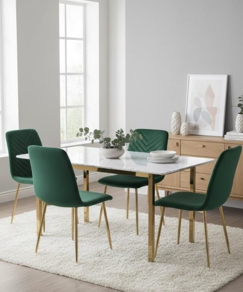 Krzesło tapicerowane TRIO VELVET GREEN GOLD