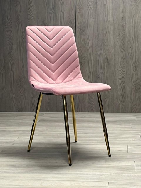 Krzesło tapicerowane TRIO VELVET PINK GOLD