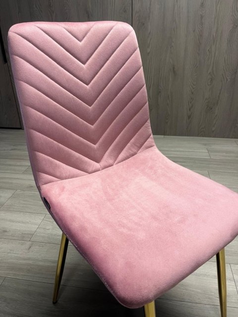 Krzesło tapicerowane TRIO VELVET PINK GOLD