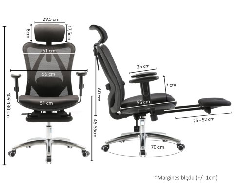 Fotel ergonomiczny ANGEL biurowy obrotowy eurOpa plus z podnóżkiem