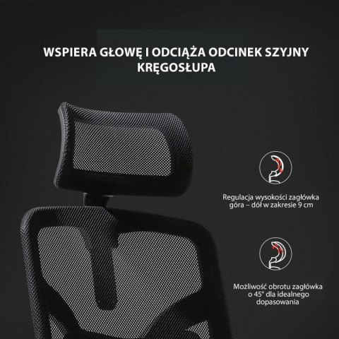 Fotel ergonomiczny ANGEL biurowy obrotowy jOkasta Szara