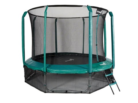 Trampolina Ogrodowa Jumpi 374cm/12FT Maxy Comfort Zielona Z Wewnętrzną Siatką