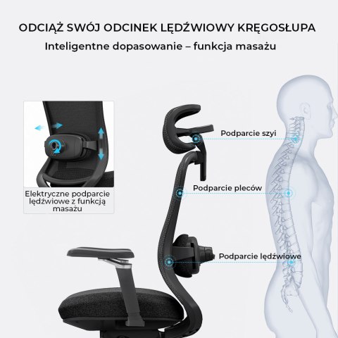 Fotel biurowy ergonomiczny ANGEL fizjO z funkcją masażu