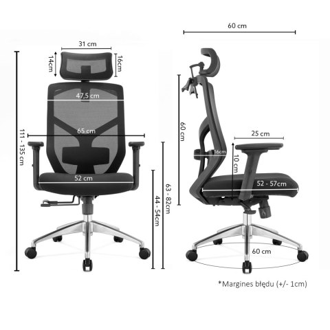 Fotel biurowy ergonomiczny Rosa czarny ANGEL