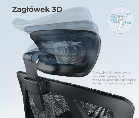 Fotel ergonomiczny ANGEL biurowy obrotowy Dakota 2.0 Grafitowy