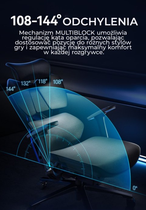 Fotel ergonomiczny gamingowy Angel Furia PRO z podnóżkiem