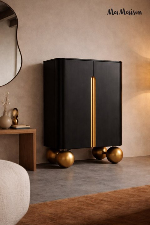 MaMaison MaMaison komoda ORGANIC SHORT 89 czarna / złota / drewno