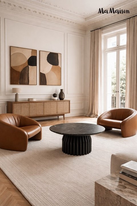 MaMaison MaMaison stolik kawowy LEVANTE 75 czarny marmur / drewno