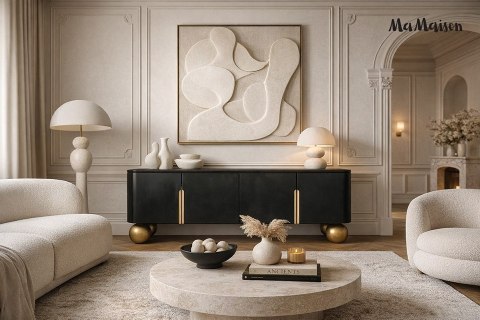 MaMaison MaMaison szafka RTV ORGANIC 141 czarna / złota / drewno