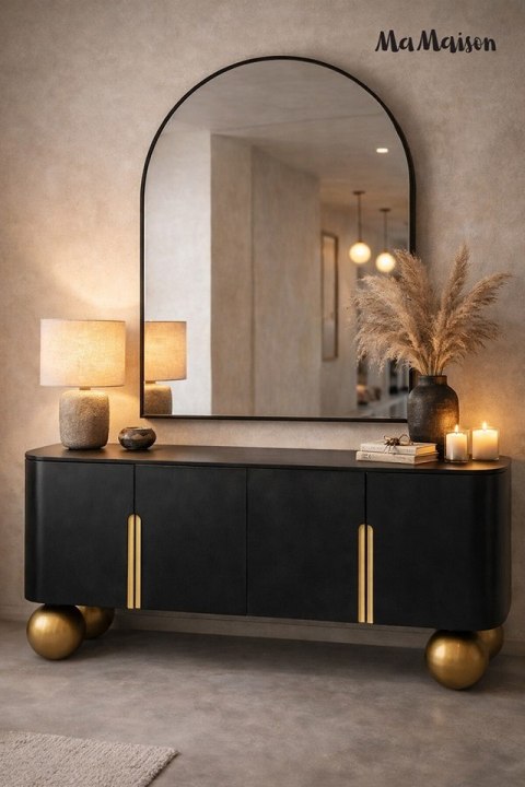 MaMaison MaMaison szafka RTV ORGANIC 141 czarna / złota / drewno