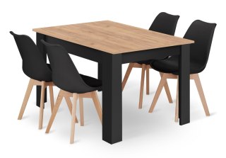 Zestaw stół prostokątny 120x80cm craft + 4 krzesła MARK czarne