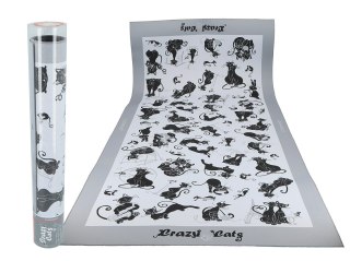 Bieżnik na stół (szeroki) - Koci świat, białe tło (CARMANI)