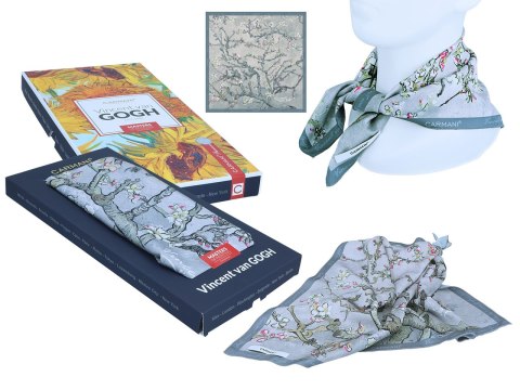 Apaszka - V. van Gogh, Kwitnący Migdałowiec, srebrna (CARMANI)