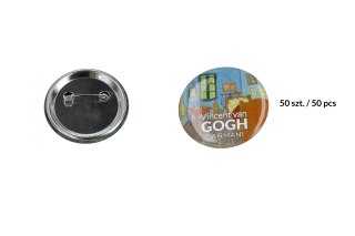 Kpl. 50 przypinek - V. van Gogh, Pokój w Arles (CARMANI)