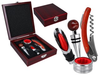 Kpl. do otwierania wina w drewnianym pudełku (4 elementy)