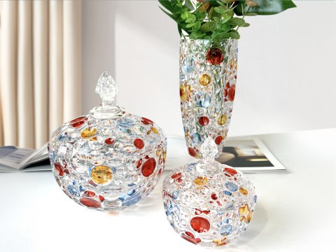 Wazon szklany duży - kolorowe plamy