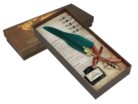 Zestaw piśmienniczy - Pióro z wymiennymi stalówkami i atramentem (mix 4 kolorów)