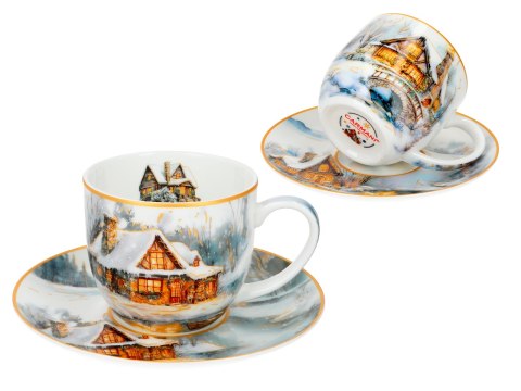 Kpl. 2 filiżanek świątecznych - Dom w objęciach zimy (CARMANI)