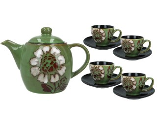 Serwis - czajnik i 4 filiżanki ze spodkami (kolor do wyboru)