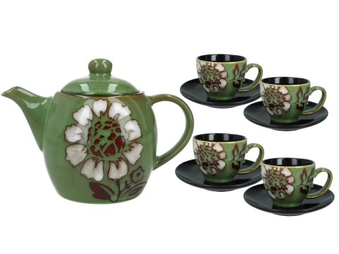 Serwis - czajnik i 4 filiżanki ze spodkami (kolor do wyboru)