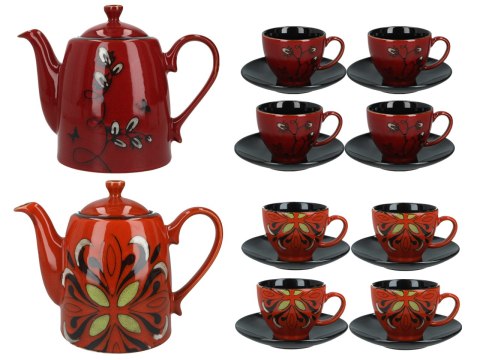 Serwis - czajnik i 4 filiżanki ze spodkami (wzór do wyboru)