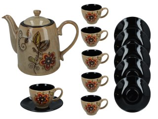 Serwis - czajnik i 6 filiżanki ze spodkami