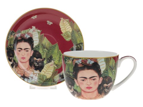 Filiżanka śniadaniowa - F. Kahlo, Autoportret z naszyjnikiem z cierni i kolibrem (CARMANI)