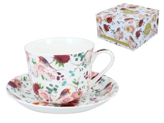 Filiżanka śniadaniowa ze spodkiem - Bird bouquet (FBCh)