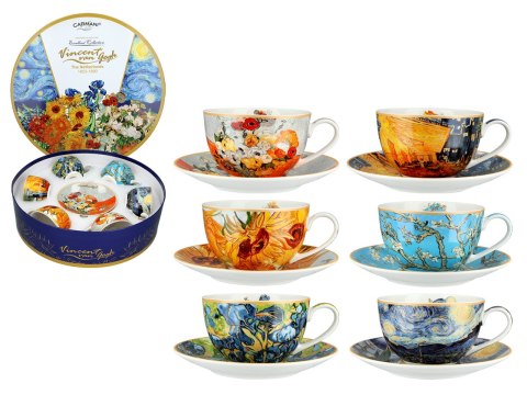 Kpl. 6 filiżanek w okrągłym pudełku - V. van Gogh (CARMANI)