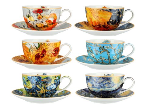 Kpl. 6 filiżanek w okrągłym pudełku - V. van Gogh (CARMANI)