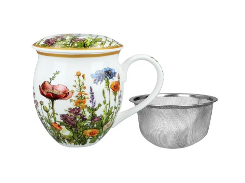 Kubek beczka z przykrywką - Kwiaty polne (CARMANI)