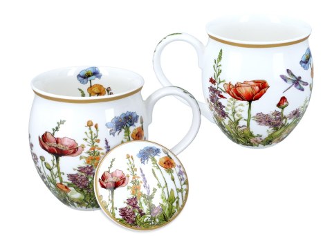 Kubek beczka z przykrywką - Kwiaty polne (CARMANI)