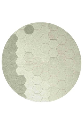 Dywan bawełnainy okrągły Ø 140 , Round Honeycomb Blue Sage, Plaster Miodu, Planet Bee, Lorena Canals