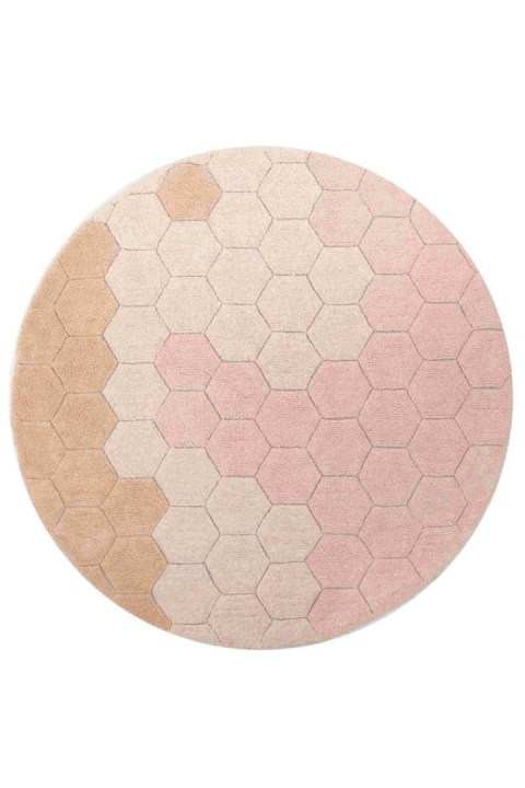Dywan bawełniany okrągły Ø 140, Round Honeycomb Rose, Plaster Miodu Róż, Planet Bee, Lorena Canals