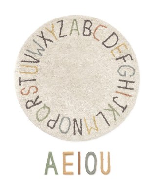 Dywan Bawełniany ABC Kolory i Litery, Ø120 cm, Lorena Canals