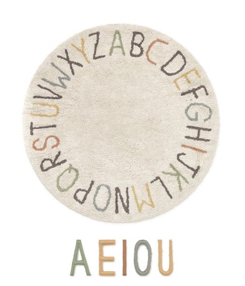 Dywan Bawełniany ABC Kolory i Litery, Ø120 cm, Lorena Canals