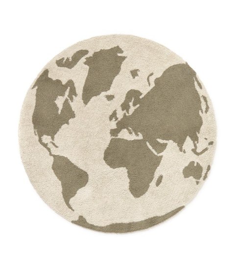 Dywan Bawełniany RugCycled Mapa Świata, Ø 120 cm, Lorena Canals